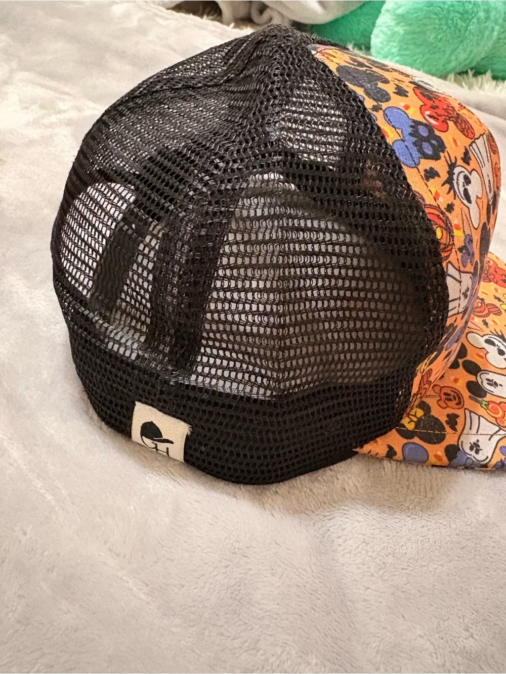 Kids Orange Halloween Print Trucker Hat